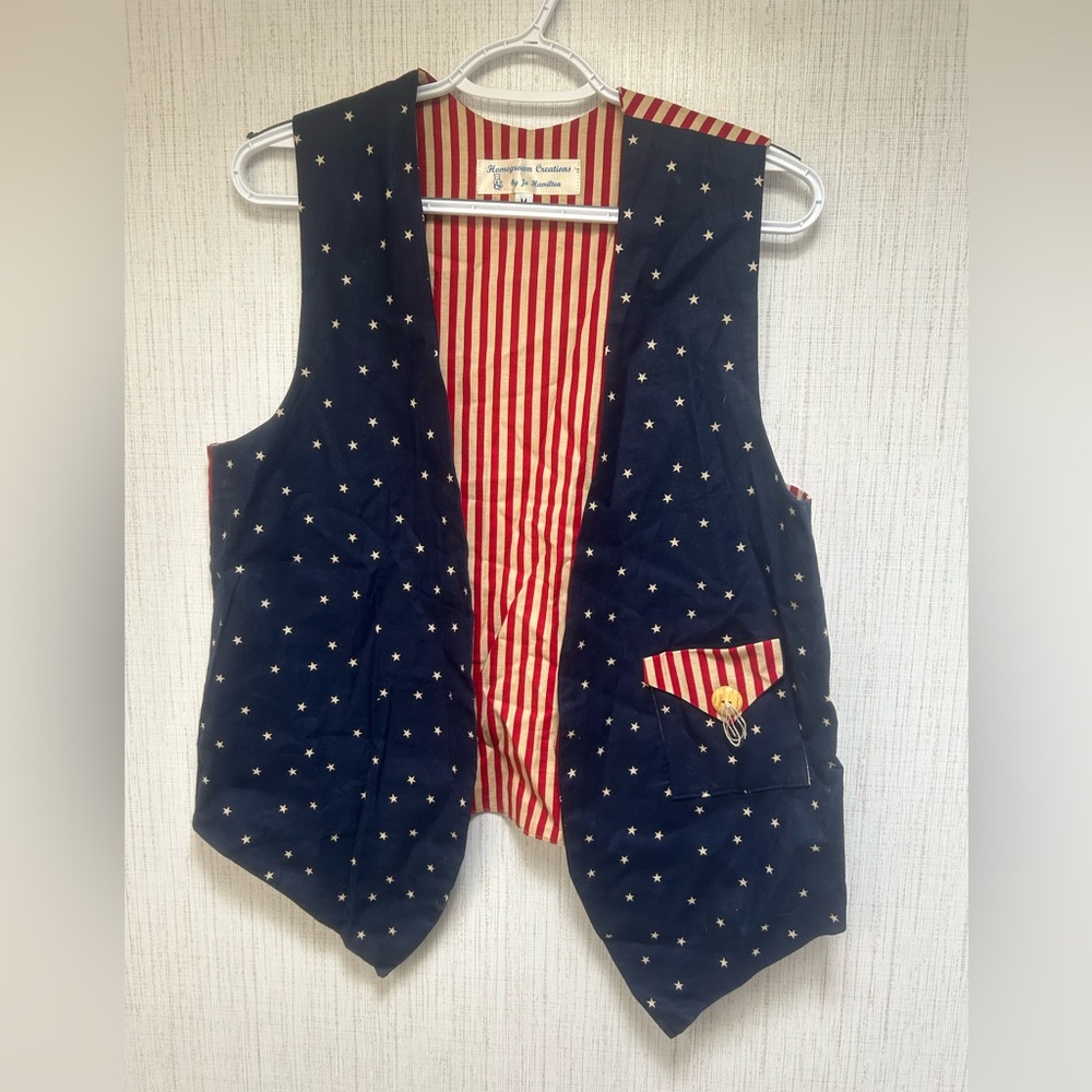 Handmade‎ Patriotic Stars and Stripes Vest Size Medium